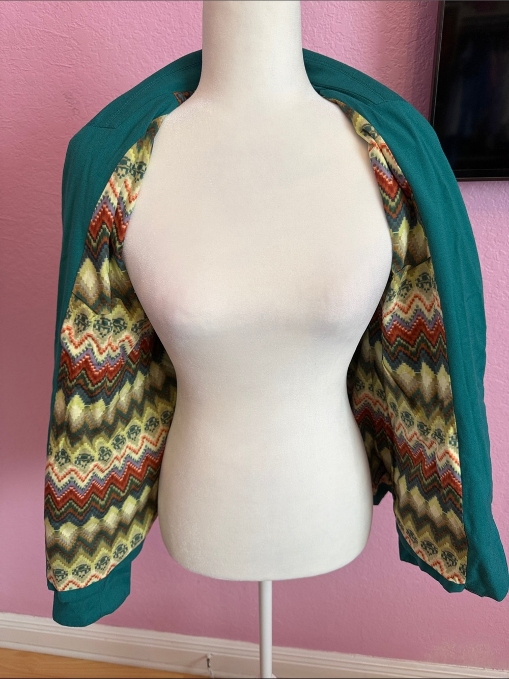 Teal button blazer jacket - Picture 3 of 5